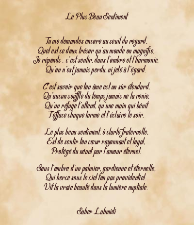 Le poème en image: Le Plus Beau Sentiment