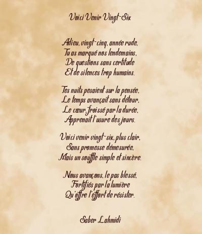 Le poème en image: Voici Venir Vingt-Six