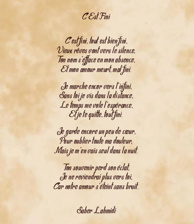 Le poème en image: C’est Fini