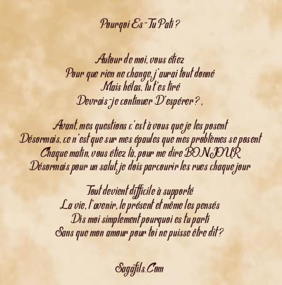 Le poème en image: Pourqoi Es-Tu Pati ?