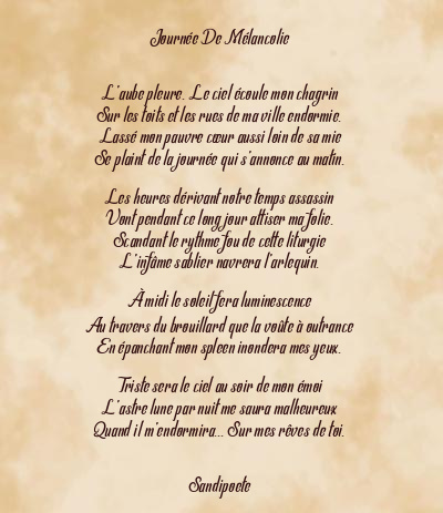 Le poème en image: Journée De Mélancolie