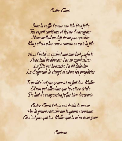 Le poème en image: Sister Clare