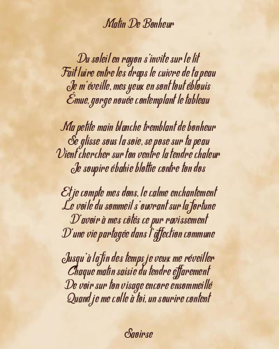Le poème en image: Matin De Bonheur