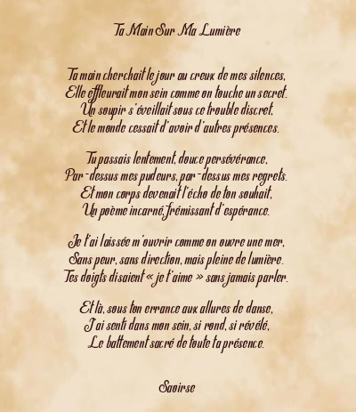 Le poème en image: Ta Main Sur Ma Lumière
