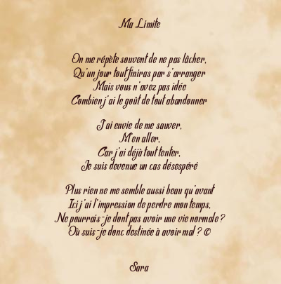 Le poème en image: Ma Limite