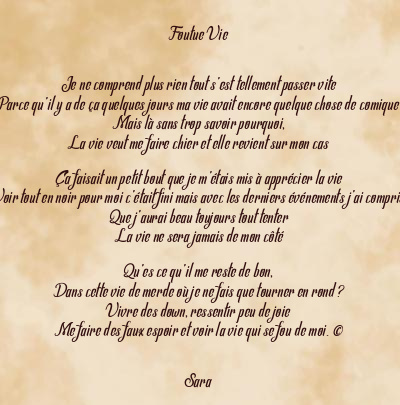 Le poème en image: Foutue Vie