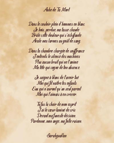 Le poème en image: Aube De Ta Mort