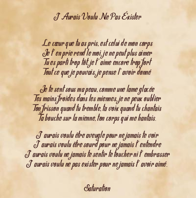Le poème en image: J’ Aurais Voulu Ne Pas Éxister