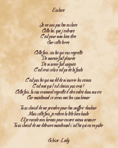 Le poème en image: Esclave