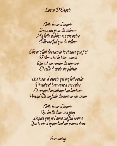 Le poème en image: Lueur D’espoir