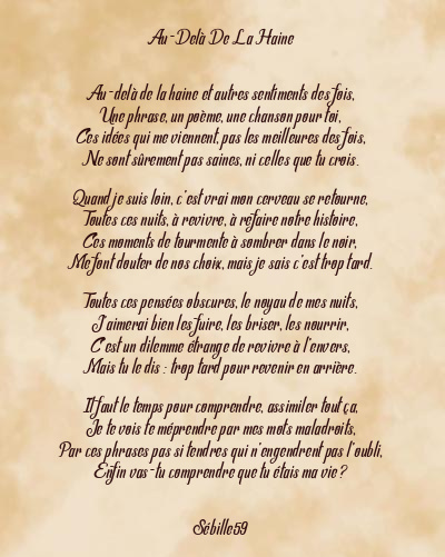 Le poème en image: Au-Delà De La Haine