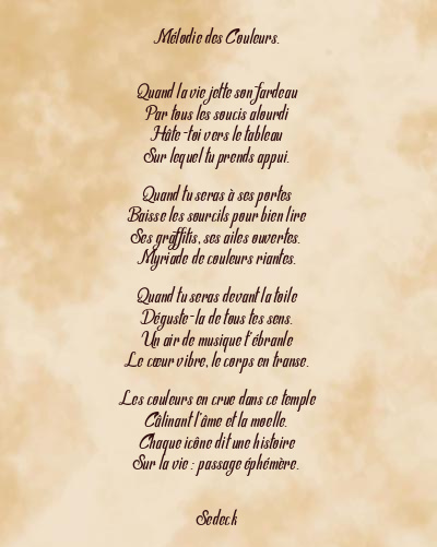 Le poème en image: Mélodie Des Couleurs.