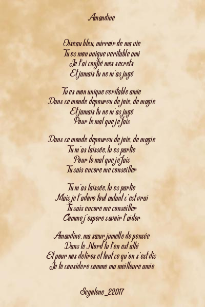 Le poème en image: Amandine