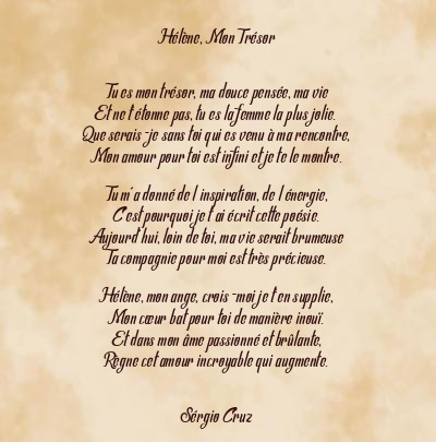Le poème en image: Hélène, Mon Trésor