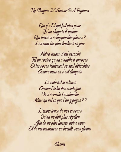 Le poème en image: Un Chagrin D’amour Sert Toujours