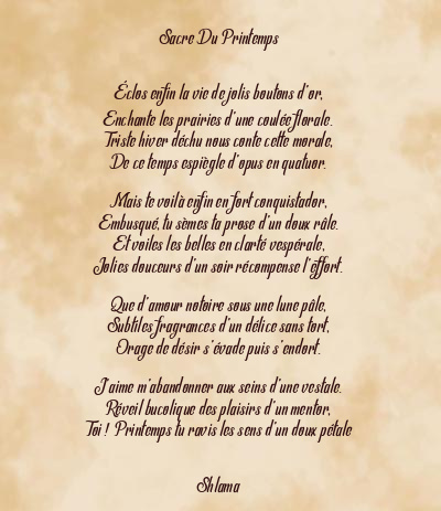 Le poème en image: Sacre Du Printemps