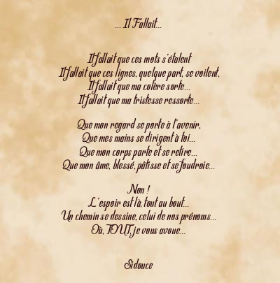 Le poème en image: … Il Fallait…