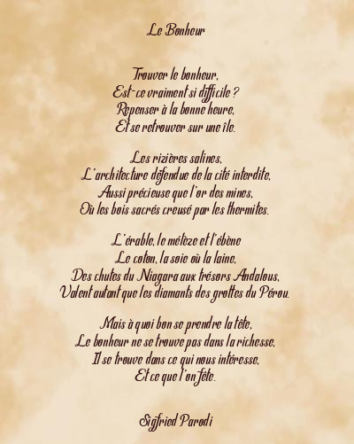 Le poème en image: Le Bonheur
