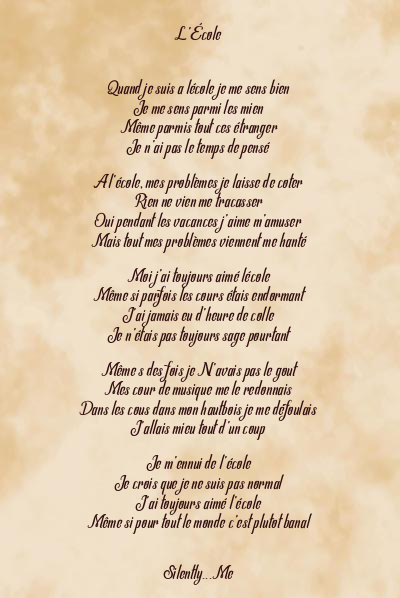 Le poème en image: L’école