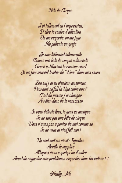Le poème en image: Bête De Cirque