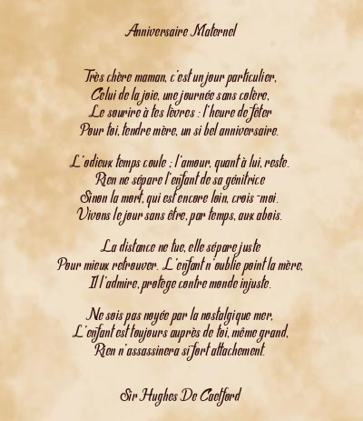 Le poème en image: Anniversaire Maternel