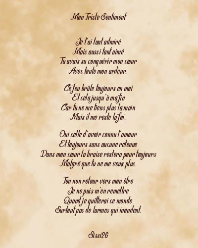 Le poème en image: Mon Triste Sentiment