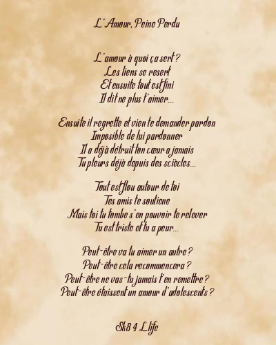 Le poème en image: L’amour, Peine Perdu