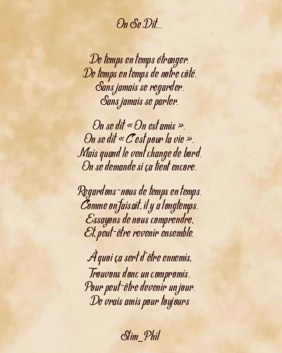 Le poème en image: On Se Dit…