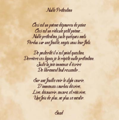 Le poème en image: Nulle Prétention