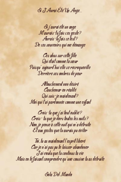 Le poème en image: Si J’aurai Été Un Ange…