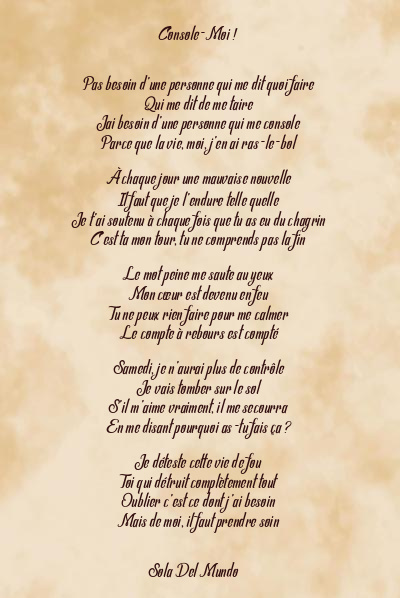 Le poème en image: Console-Moi !