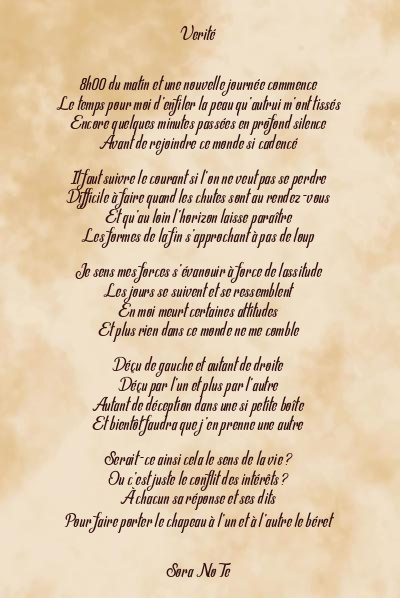 Le poème en image: Verité