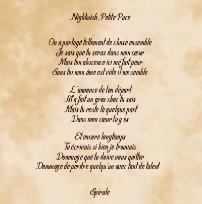 Le poème en image: Nightwish, Petite Puce