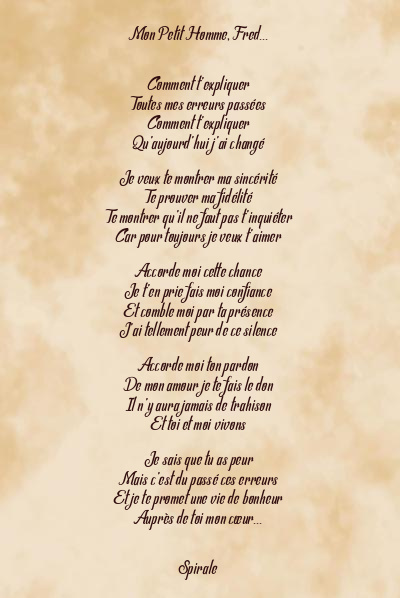 Le poème en image: Mon Petit Homme, Fred…