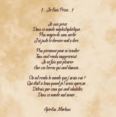 Le poème en image: †… Je Suis Prise… †