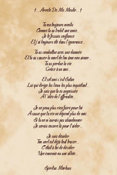 Le poème en image: †… Arrete De Me Mentir… †