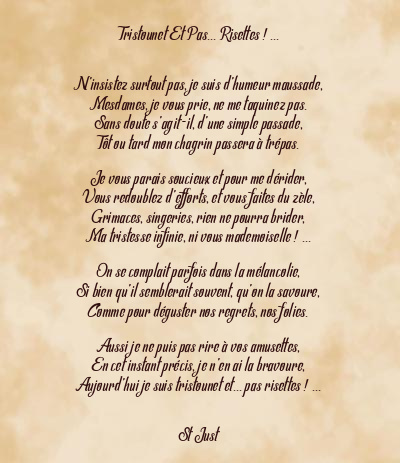 Le poème en image: Tristounet Et Pas… Risettes ! …