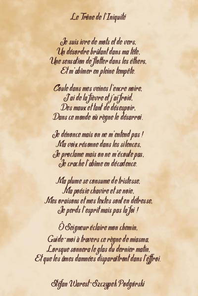 Le poème en image: Le Trône De L’iniquité