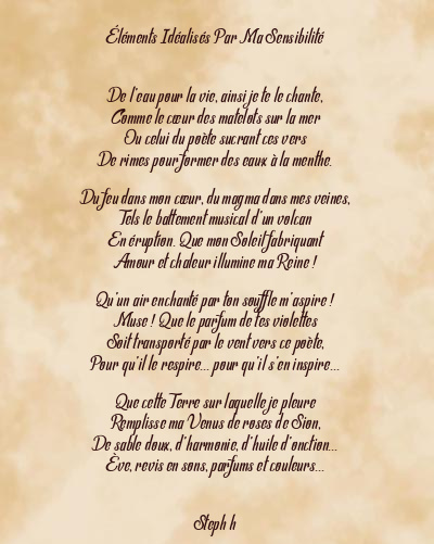 Le poème en image: Éléments Idéalisés Par Ma Sensibilité