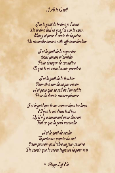 Le poème en image: J’ai Le Goutt