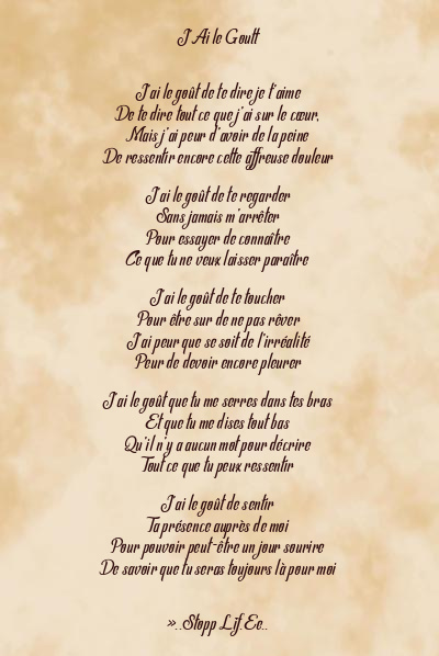 Le poème en image: J’ai Le Goutt