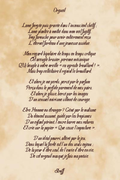 Le poème en image: Orgueil