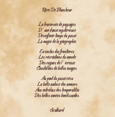 Le poème en image: Rêve De Blancheur