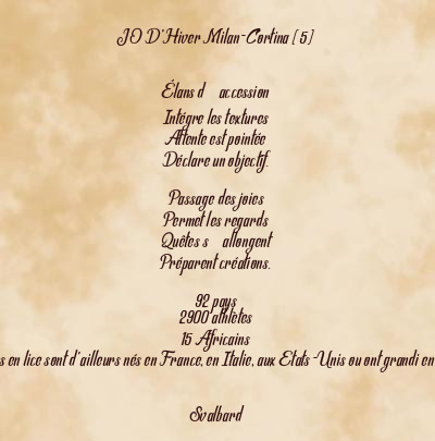 Le poème en image: J O D’hiver Milan-Cortina (5)