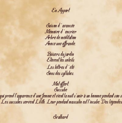 Le poème en image: En Apport