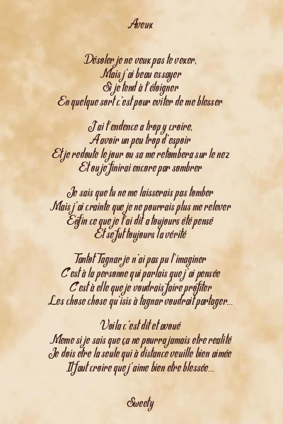Le poème en image: Aveux