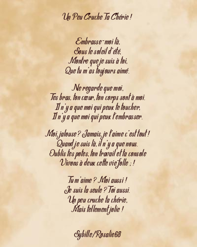 Le poème en image: Un Peu Cruche Ta Chérie !