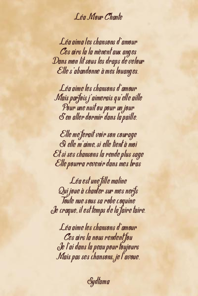 Le poème en image: Léa Mour Chante