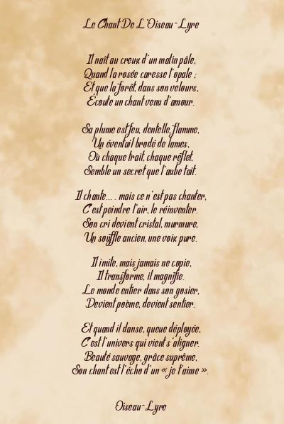 Le poème en image: Le Chant De L’oiseau-Lyre
