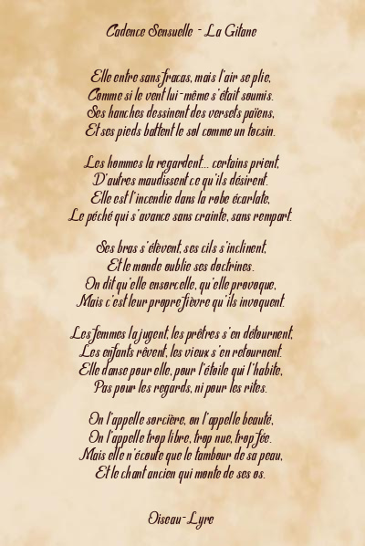 Le poème en image: Cadence Sensuelle - La Gitane